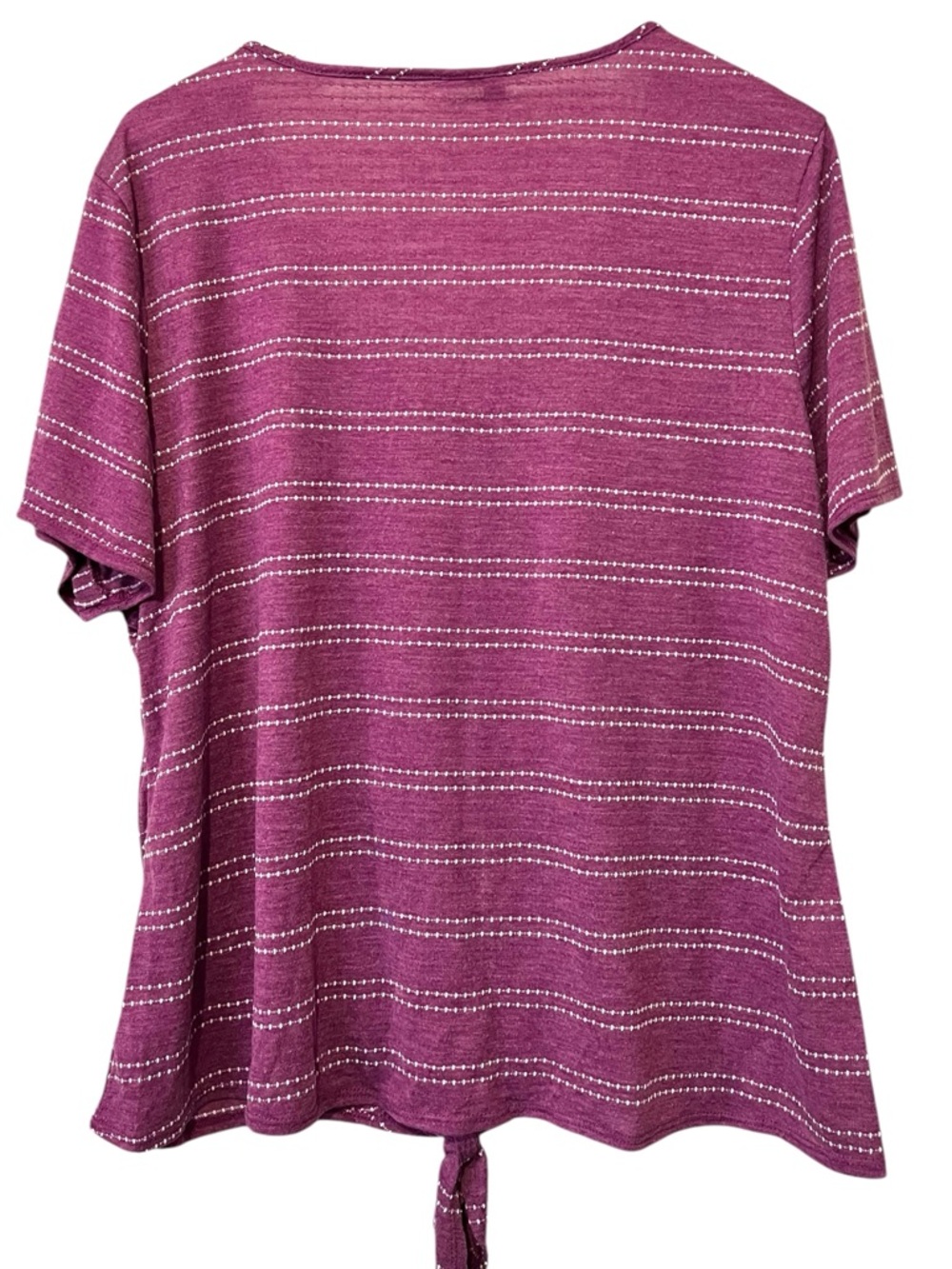 NY Collections Button Down Top Short Sleeve Tie Front, Purple & White, Size 2X - Picture 2 of 8